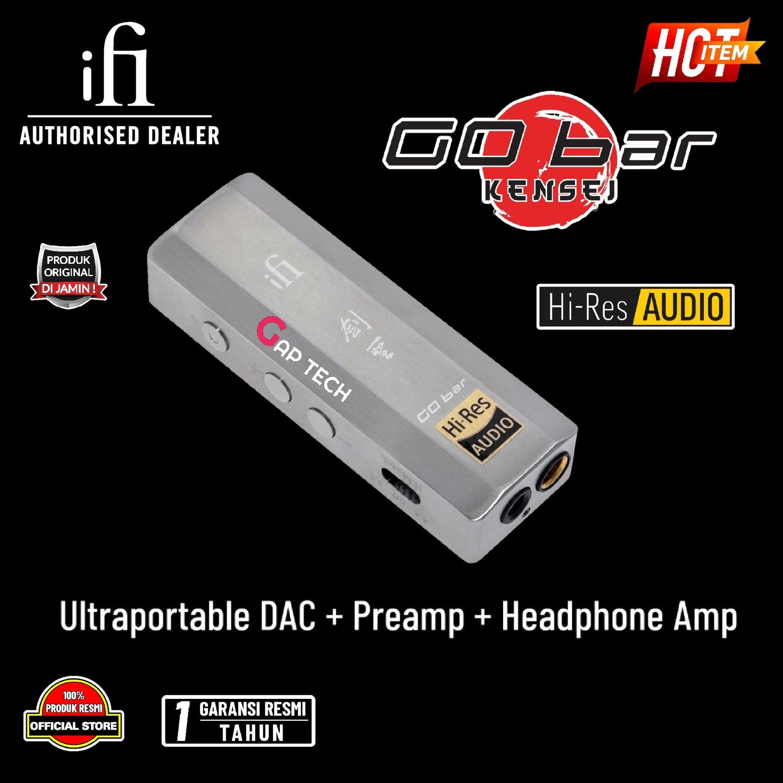 iFi Go Bar Kensei Hi-Res Portable DAC/Amplifier with Full MQA Decoder, K2HD Coding, XSpace, XBass / DAC Amp Original