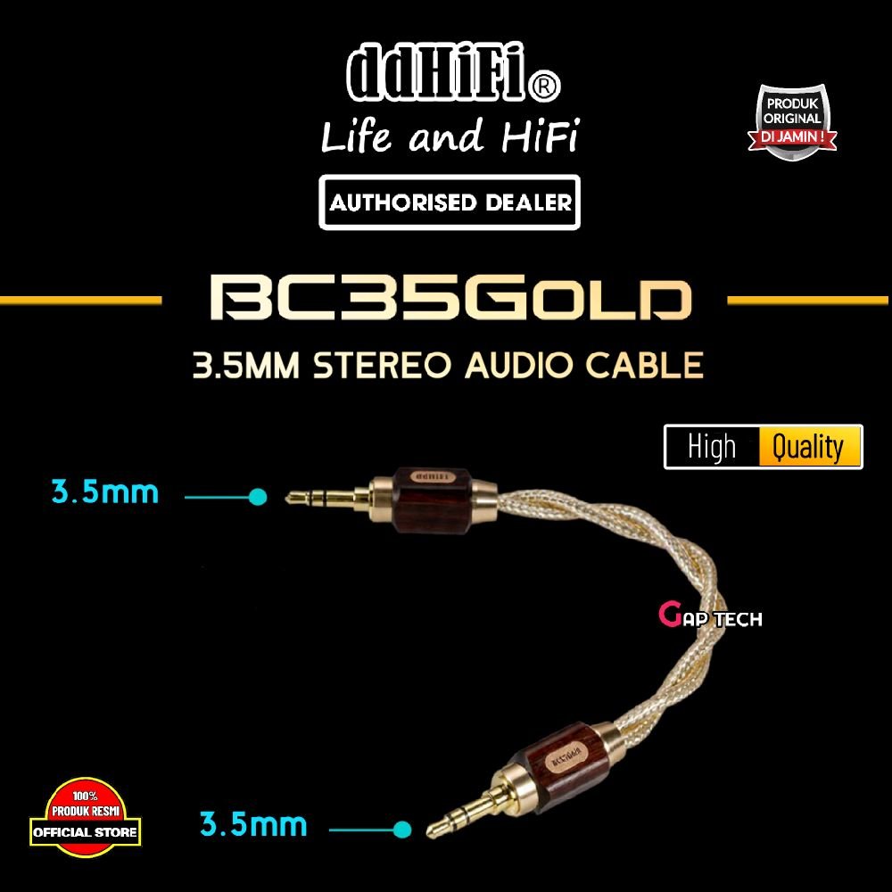 DDHIFI BC35Gold / BC35 Gold / BC 35Gold / BC 35 Gold - 3.5mm Stereo Audio Cable Original