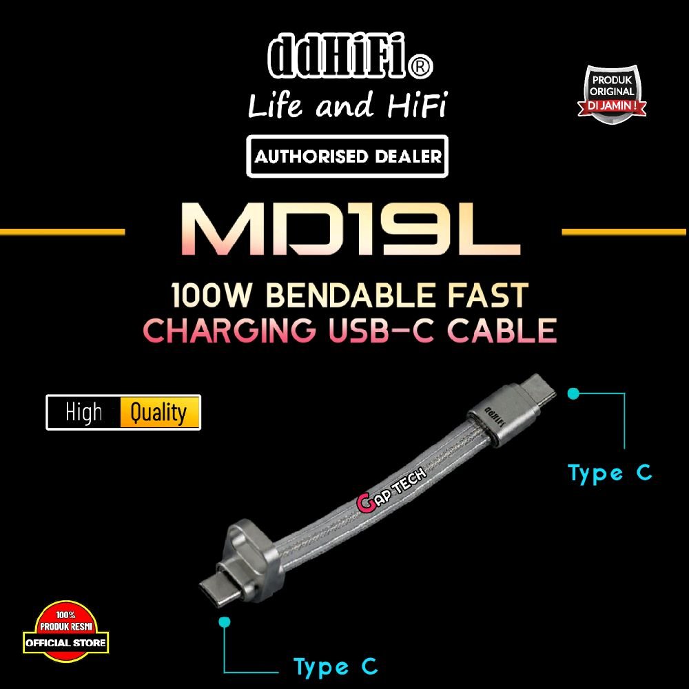 DDHIFI MD19L / MD19 L / MD 19L / MD 19 L 100W Bendable Fast Charging USB-C Cable Original