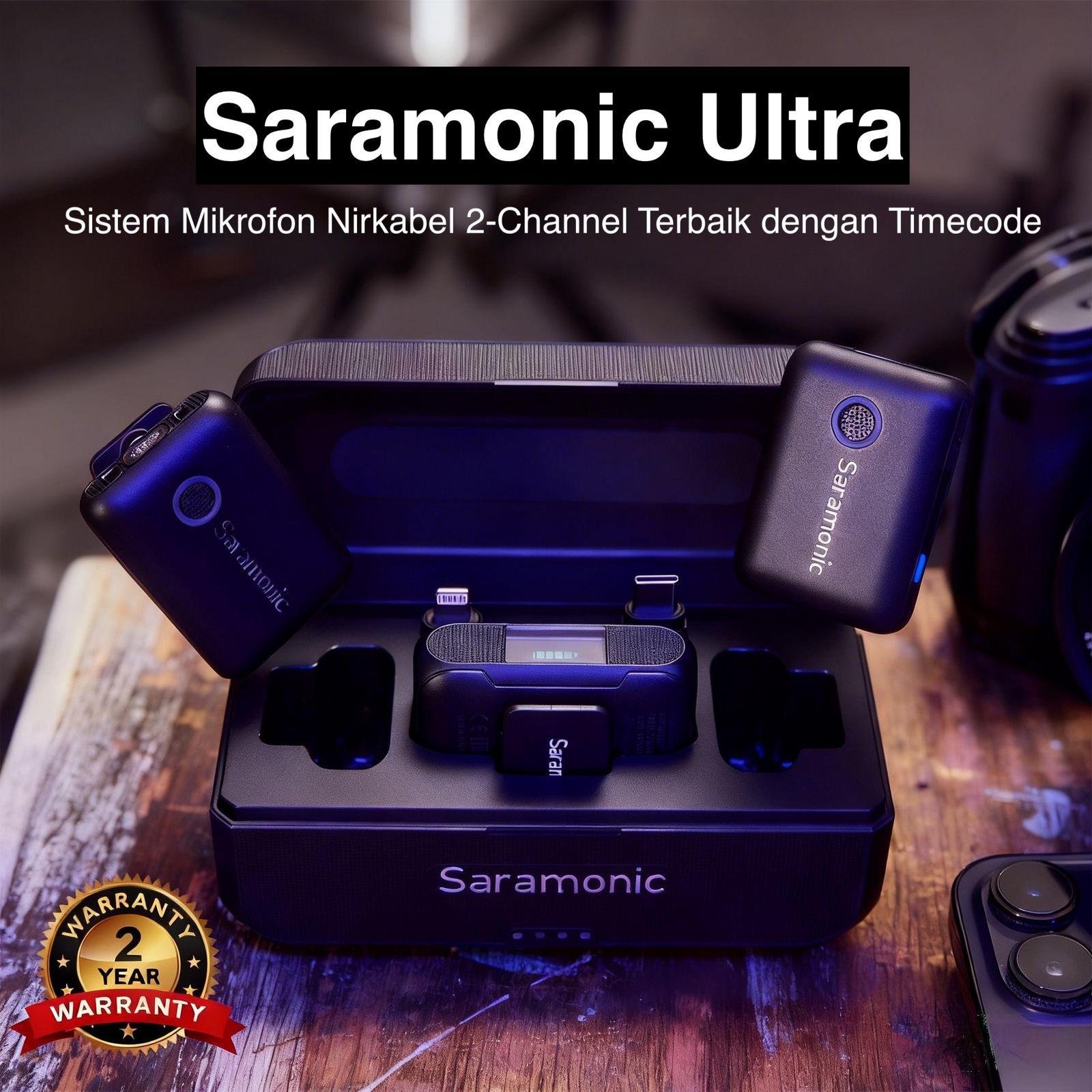 Saramonic Ultra Ultimate 2-Channel Wireless Clip On Microphone System with Timecode Noise Canceling Original