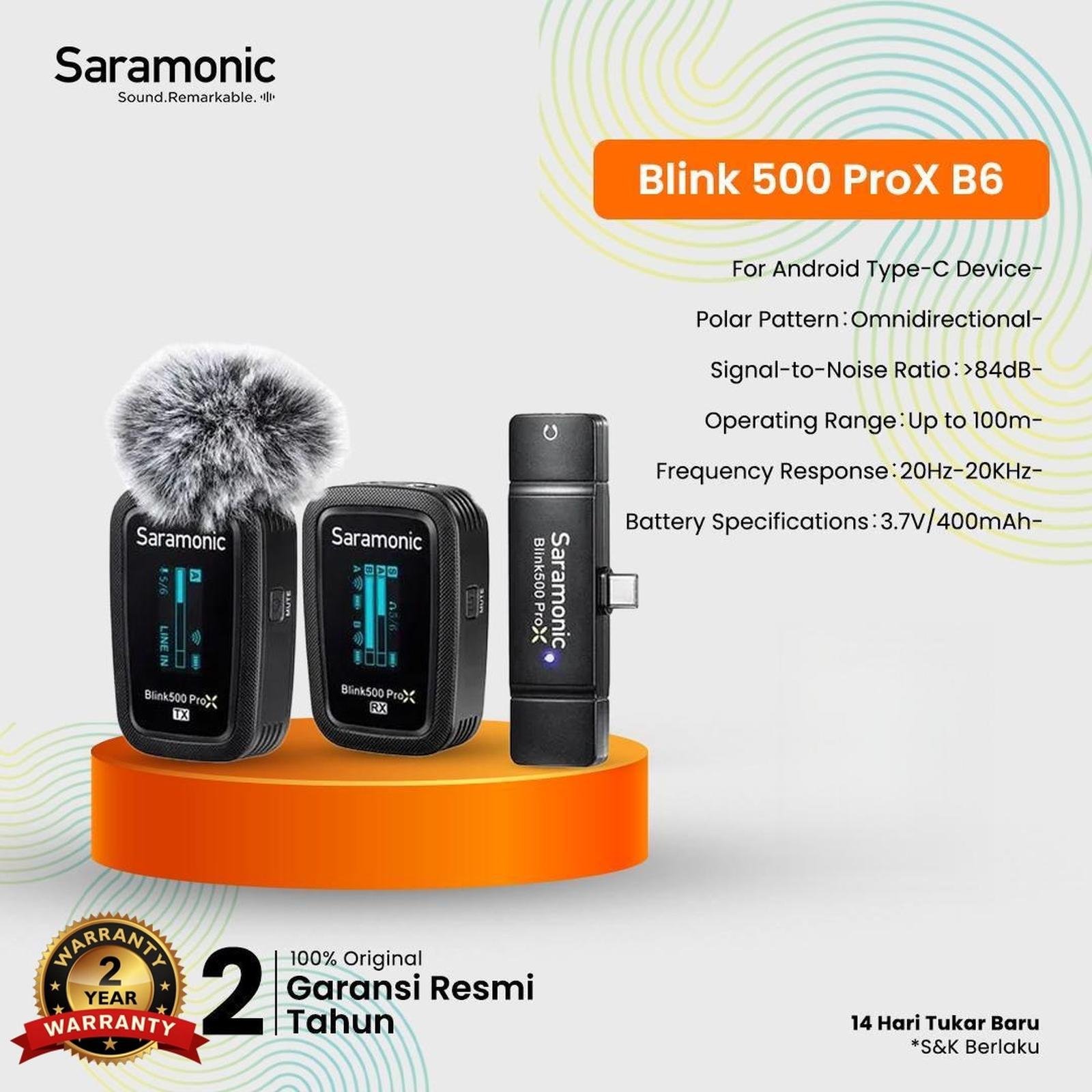 Saramonic Blink 500 Pro X B6 2.4GHz Dual Channel Wireless Microphone Original