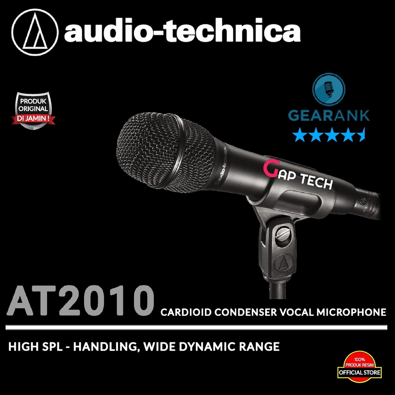 Audio Technica AT2010 / AT 2010 Cardioid Condenser Handheld Microphone Original