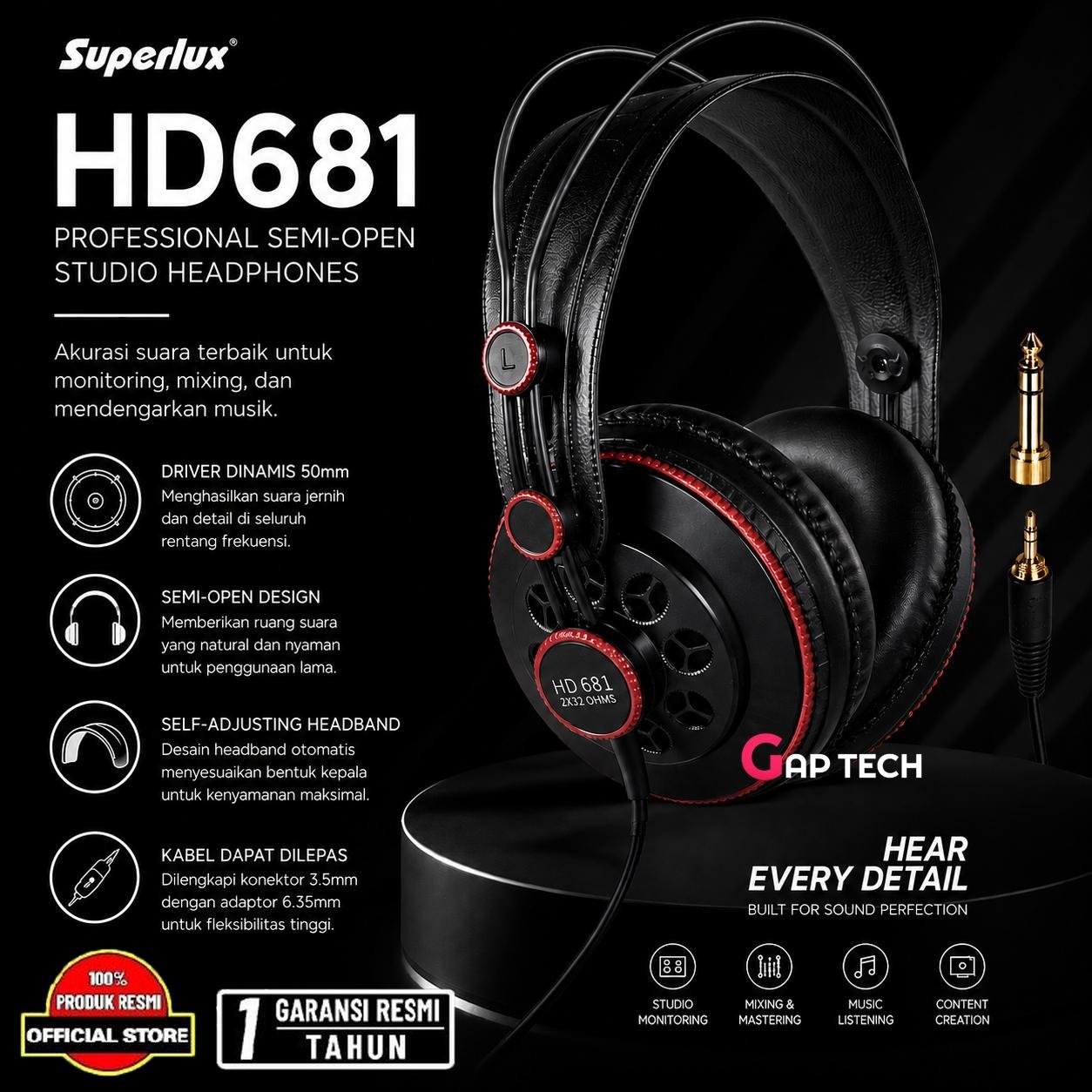 Superlux HD681 Semi-Open Profesional Monitor Headphones Original