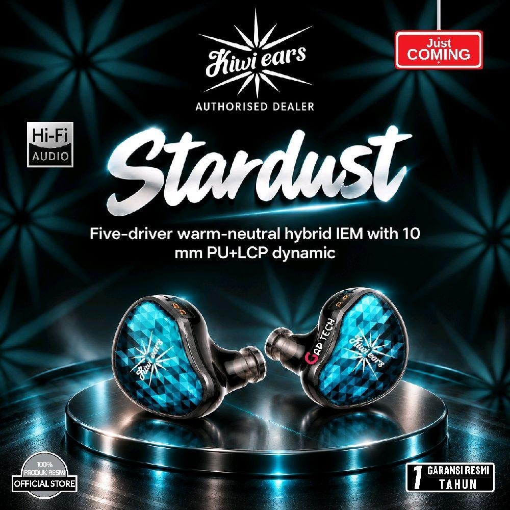 Kiwi Ears Stardust Five Driver Warm Neutral Hybrid In Ear Monitor Earphone with 10 mm PU+LCP Dynamic / IEM Original