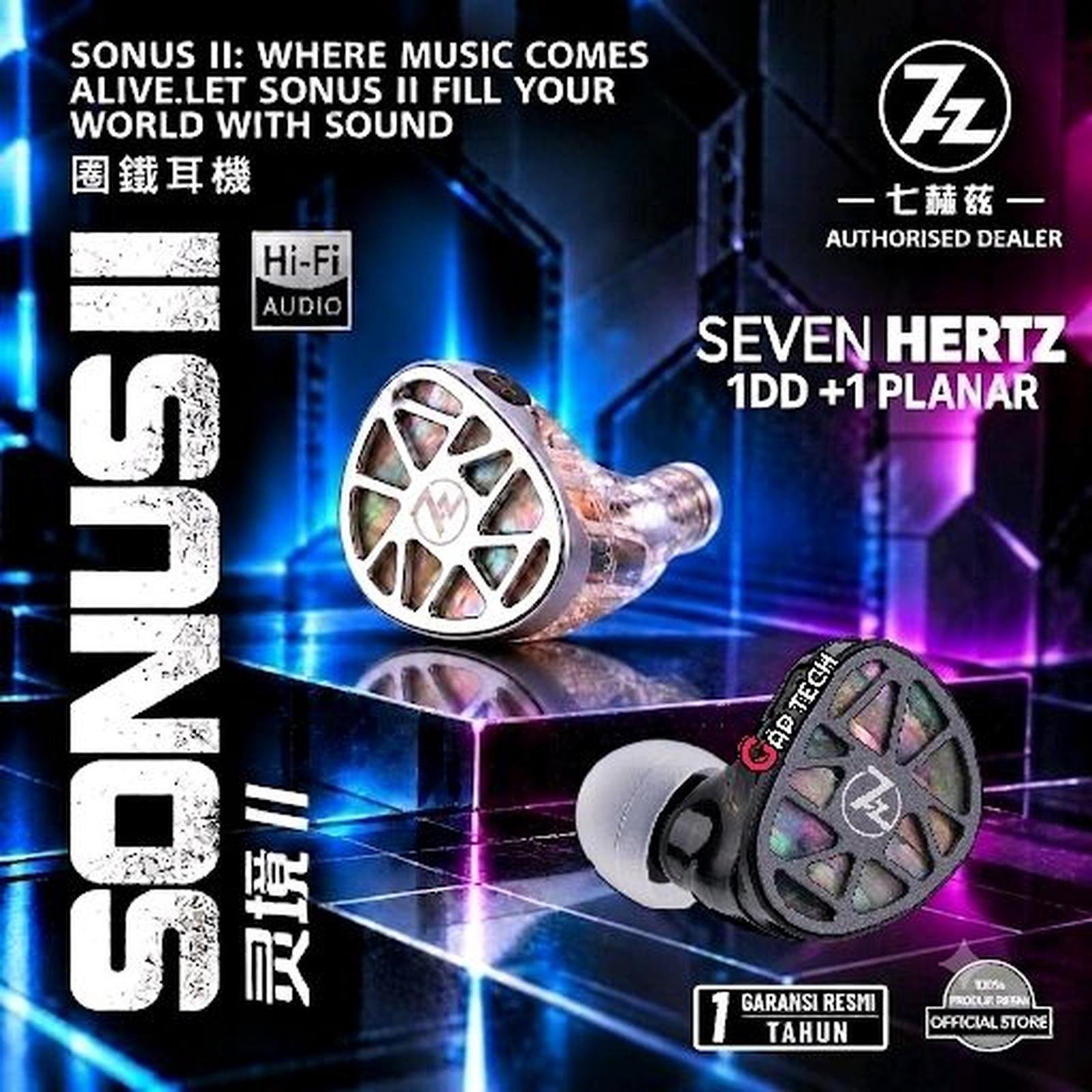7Hz Sonus II / Sonus 2 Dynamic + Planar Hybrid HiFi Wired In Ear Monitor Earphones / IEM Original