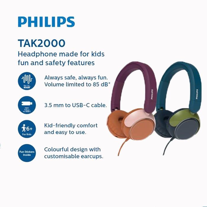 Philips TAK2000 On ear Headphone For Kids Original