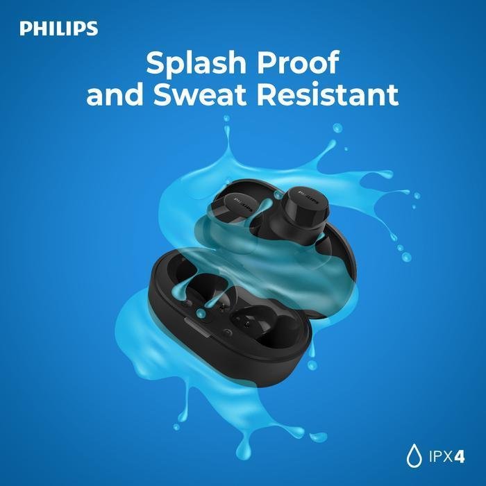 Philips TWS TAT1209 Bluetooth Small Earbuds Sound Clear Baterai Tahan Hingga 18 Jam With Ipx4 Tahan Cipratan Original