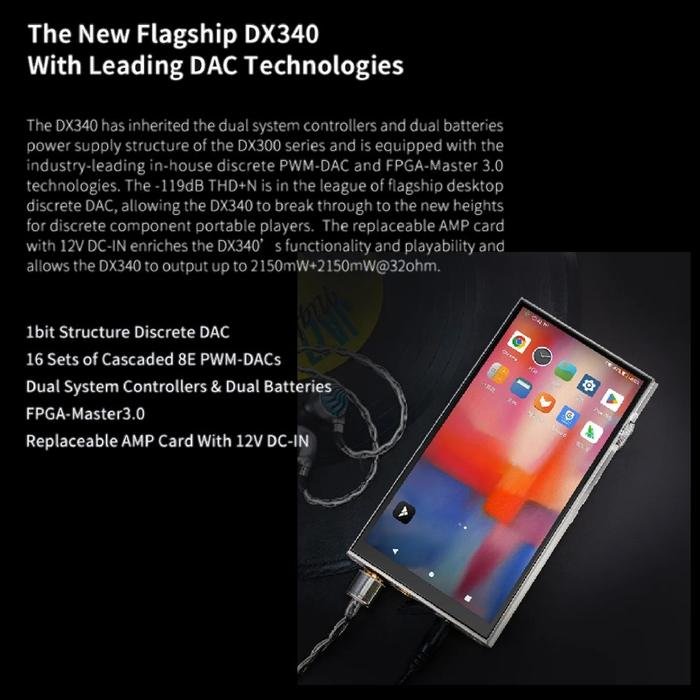 iBasso DX340 / DX 340 The New Flagship High Resolution Digital Audio Player with 1-bit DAC ROHM DAP Original