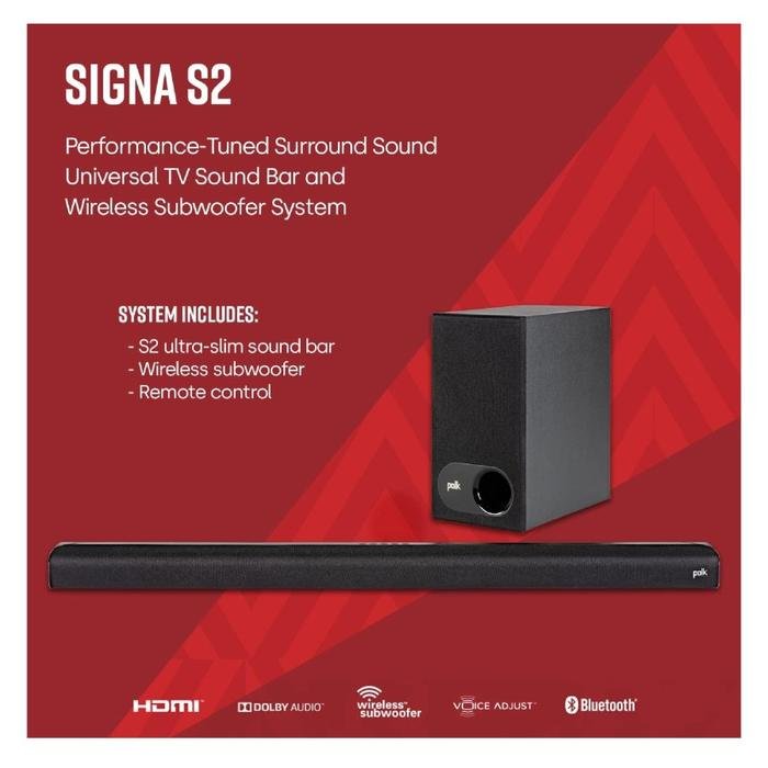 Polk Audio Signa S2 / S 2 Sound Bar / Soundbar with Wireless Subwoofer Original