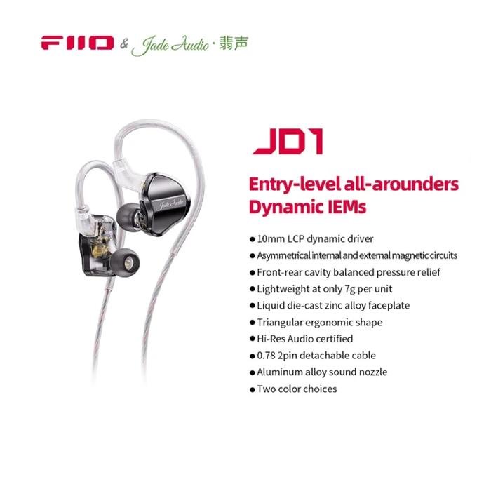 FiiO x Jade Audio JD1 / JD 1 / JD1 TC / JD 1 TC Hi-Res Dynamic In-Ear Monitor Headphones / Headset / with Microphone / IEM Original