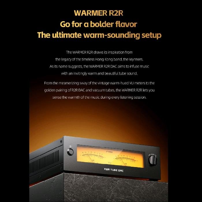 Fiio WARMER R2R Hi-Res Desktop Tube Buffer and R2R DAC with Dual VU Meters Original