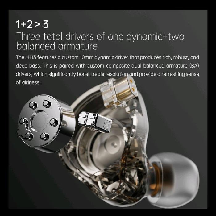Fiio JH13 / JH-13 /JH 13 One Dynamic Two Balanced Armature Drivers In Ear Monitor Earphone / IEM Original