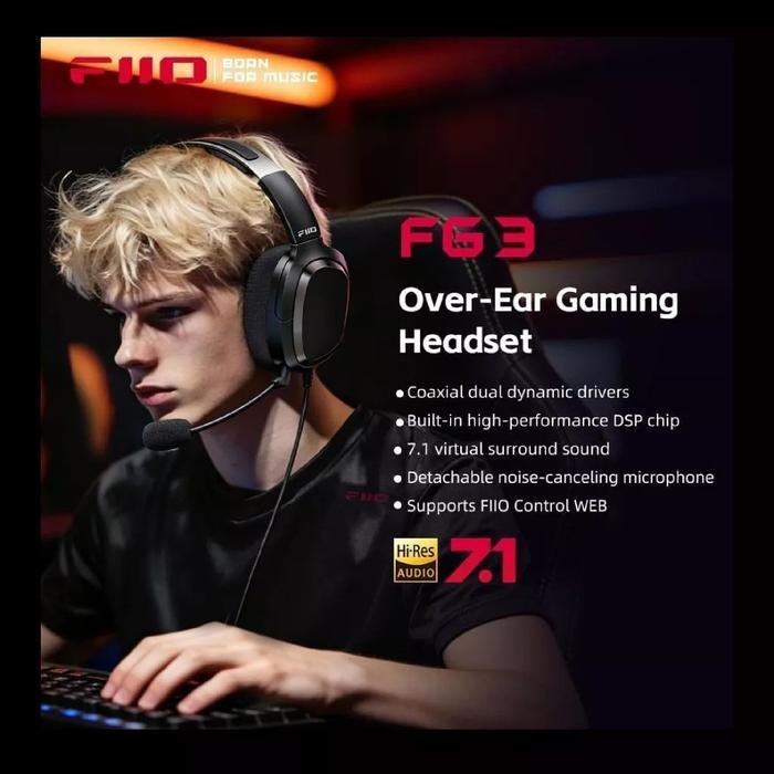 Fiio FG3 / FG 3 / FG-3 Hi-Res Virtual 7.1 Surround Sound Over Ear Gaming Headphone / Gaming Headset Original