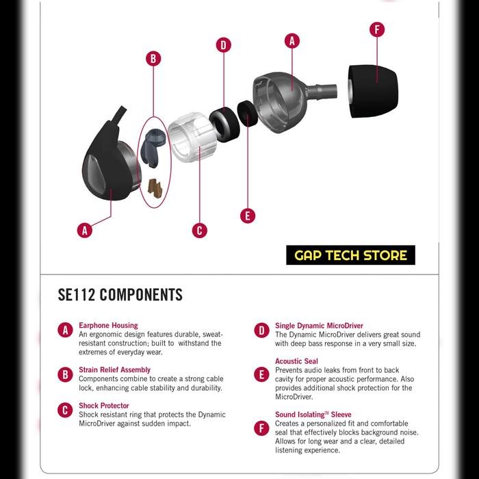 SHURE SE112 / SE 112 Sound Isolating Earphones Original