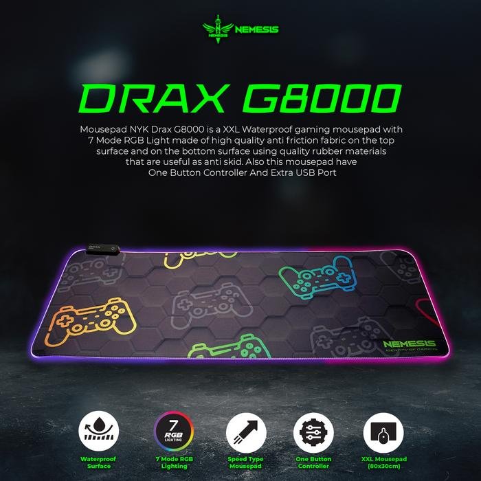 NYK Nemesis DRAX G8000 / G 8000 Gaming Mousepad with 7 Mode RGB Original