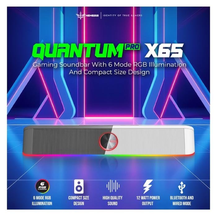 NYK Nemesis Quantum Pro X65 /X 65 / X-65 Gaming Soundbar Speaker with 6 Mode RGB and Dual Mode Connection Original