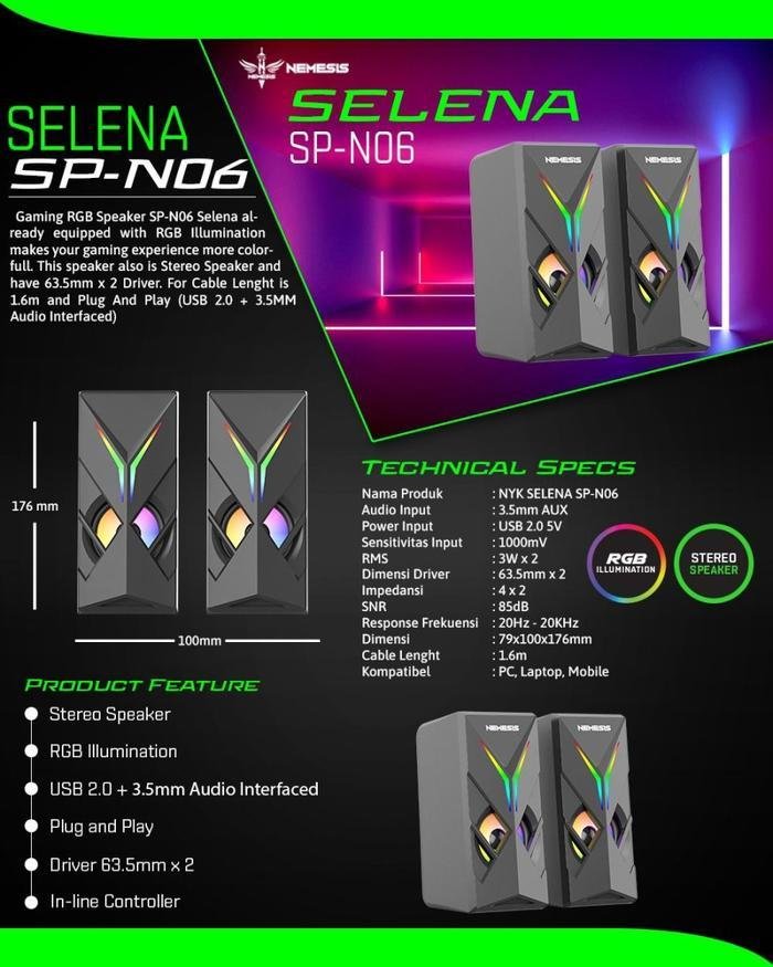 Speaker Gaming 2.0 Stereo RGB NYK Nemesis SP-N06 Selena Original