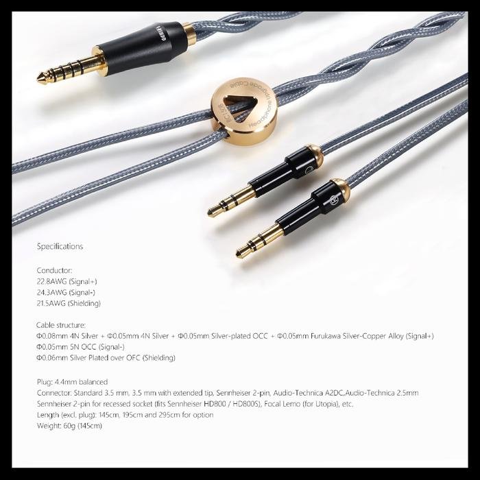 DD DDHIFI BC150B Double Shielded Silver Headphone Upgrade Cable Original
