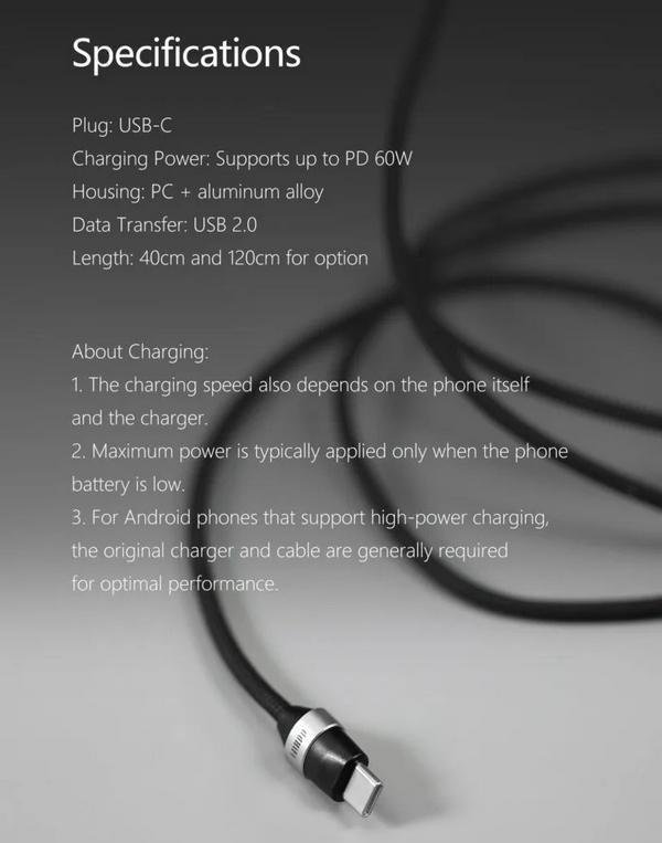 ddHiFi PC02 / PC 02 Black Lightweight Mesh-Covered Fast Charging Cable Original