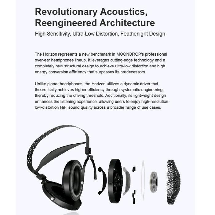 Moondrop Horizon Professional Hi-Fi 50mm Dynamic Driver Over-Ear Headphone Original