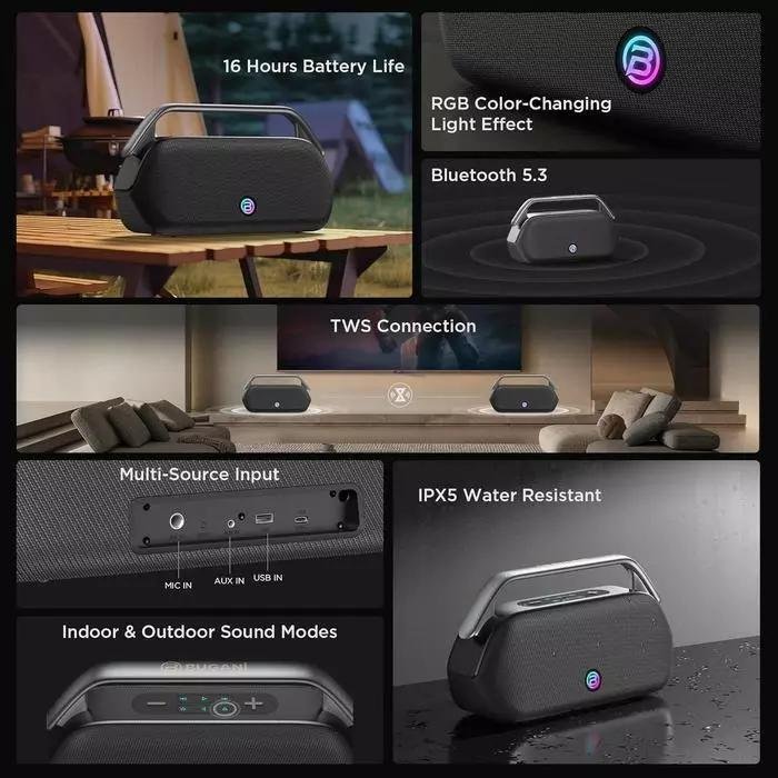 BUGANi Boost Max The Ultimate Portable Bluetooth Speaker For Home And Parties Original