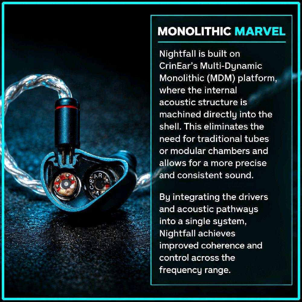 CrinEar Nightfall  Dual Dynamic Monolithic Aluminium In Ear Monitors Earphone / IEM Original