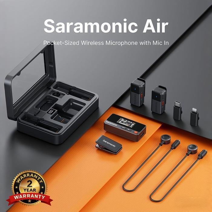 Saramonic Air Wireless Microphone Clip On Lavalier HP Camera Recording Vlog Live Mikrofon Nirkabel Original