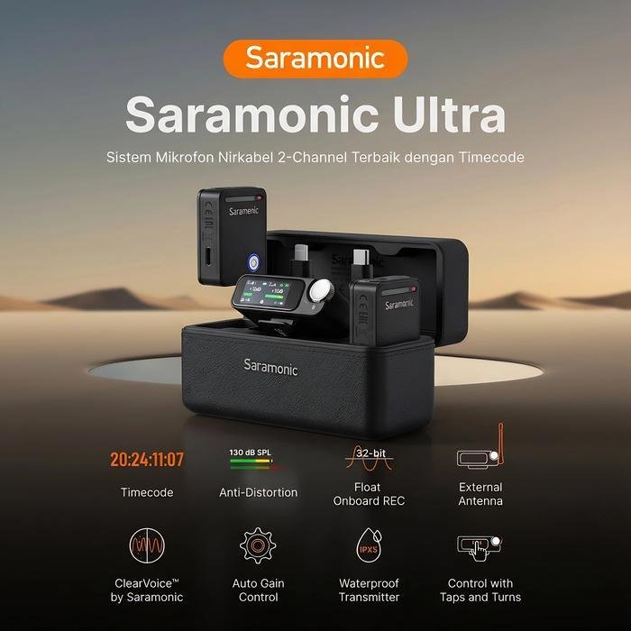 Saramonic Ultra Ultimate 2-Channel Wireless Clip On Microphone System with Timecode Noise Canceling Original