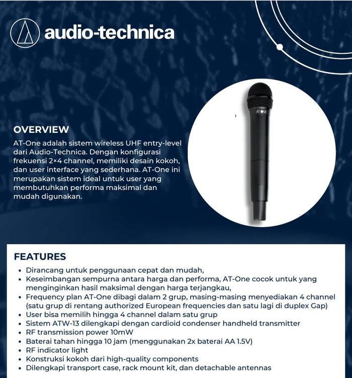 Audio Technica AT-ONE ATW-13 UHF Wireless System Mic Wireless Original