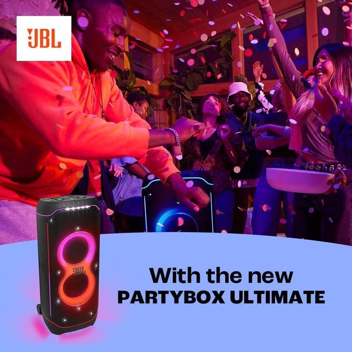 JBL PARTYBOX ULTIMATE Massive Party Speaker with Powerful Sound, Multi-Dimensional Lightshow, and Splashproof Design with 1100w Power Output Speaker Original