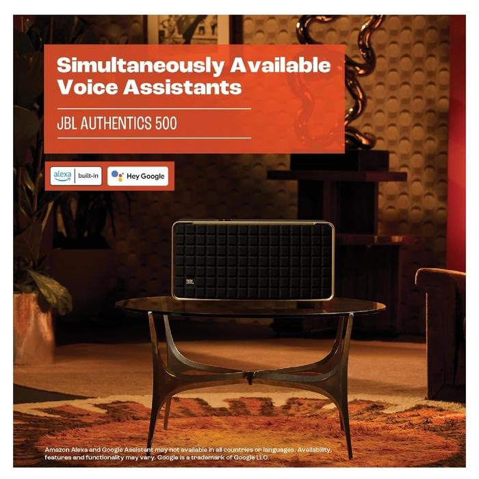 JBL Authentics 500 / Authentics500 / Authentic 500 Hi-Fi Smart Home Speaker with Wi-Fi, Bluetooth and Voice Assistants with Retro Design Original