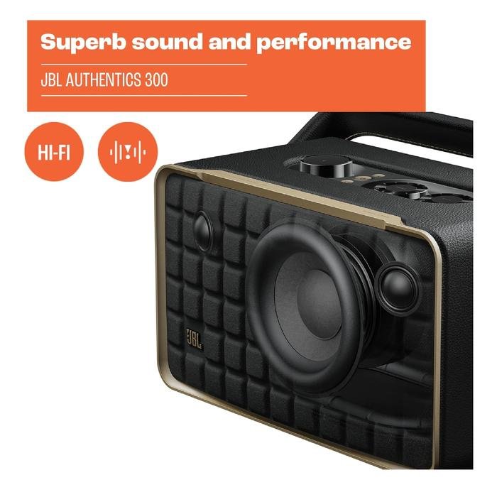 JBL Authentics 300 / Authentics300 / Authentic 300 Portable Smart Home Speaker with Retro Design, Wi-Fi, Bluetooth and Voice Assistants Original