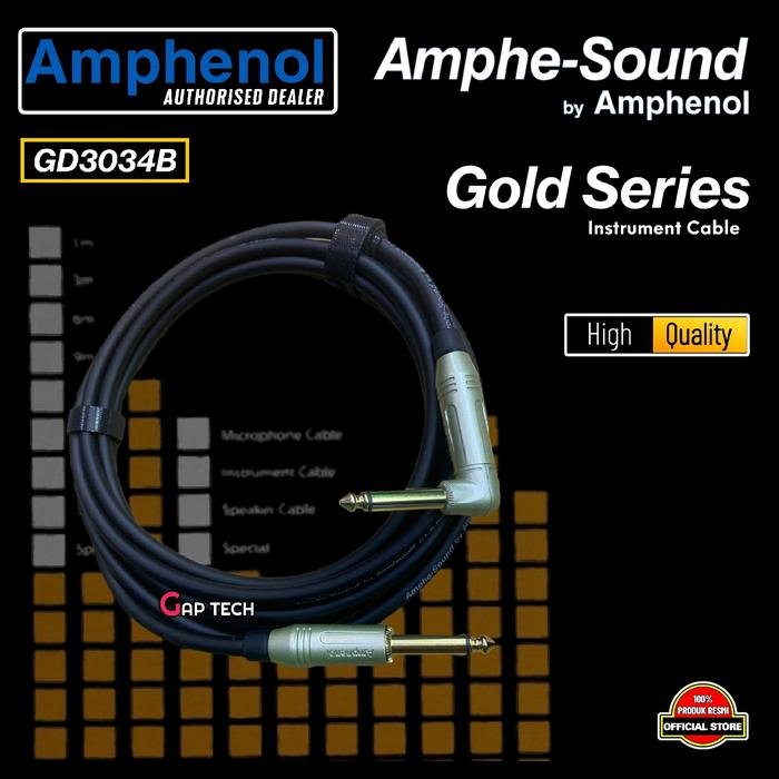 Amphenol Amphe Sound / Amphe-Sound / AmpheSound Instrument Cable with Gold Plated Cable Original