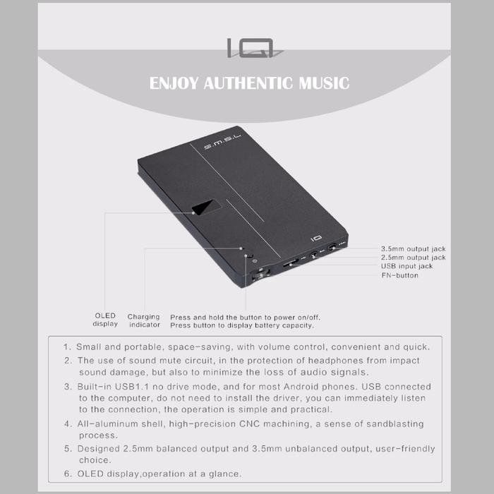 SMSL iQ / S.M.S.L IQ Hi-Fi Portable DAC & Headphone Amplifier Original