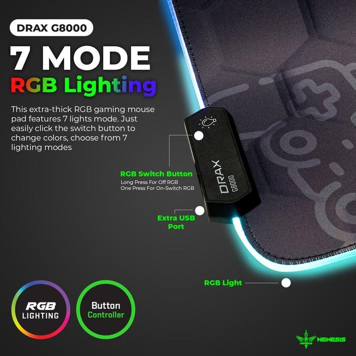 NYK Nemesis DRAX G8000 / G 8000 Gaming Mousepad with 7 Mode RGB Original