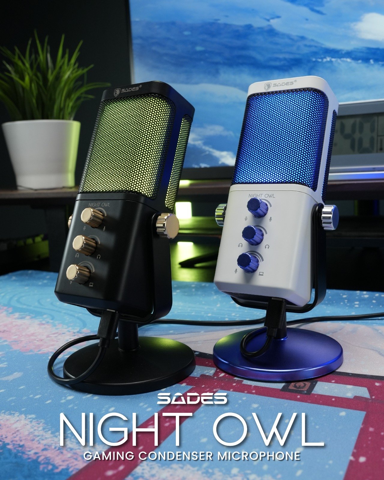 Sades Night Owl USB Condenser Microphone – Gaming & Streaming Original
