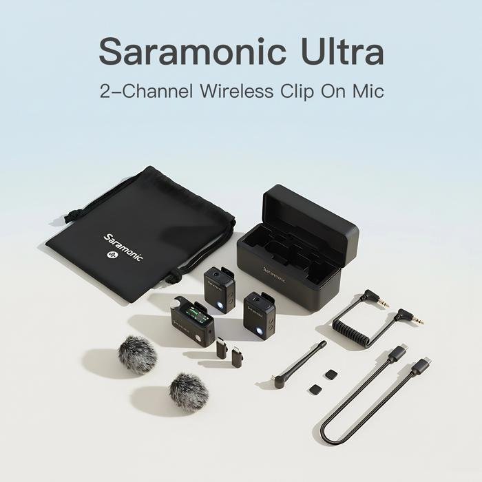 Saramonic Ultra Ultimate 2-Channel Wireless Clip On Microphone System with Timecode Noise Canceling Original