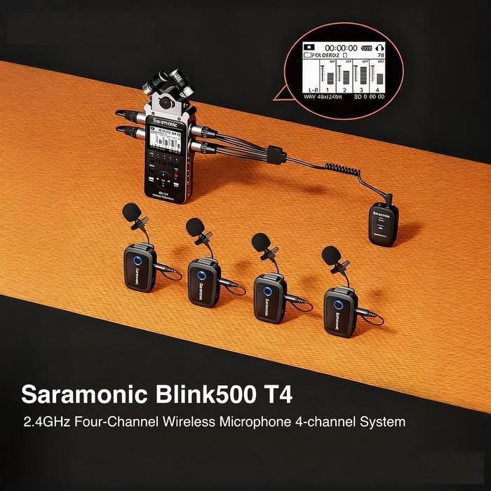 Saramonic Blink 500 T4 Wireless Microphone System with 4 Independent Channels Vlog Livestreaming Original