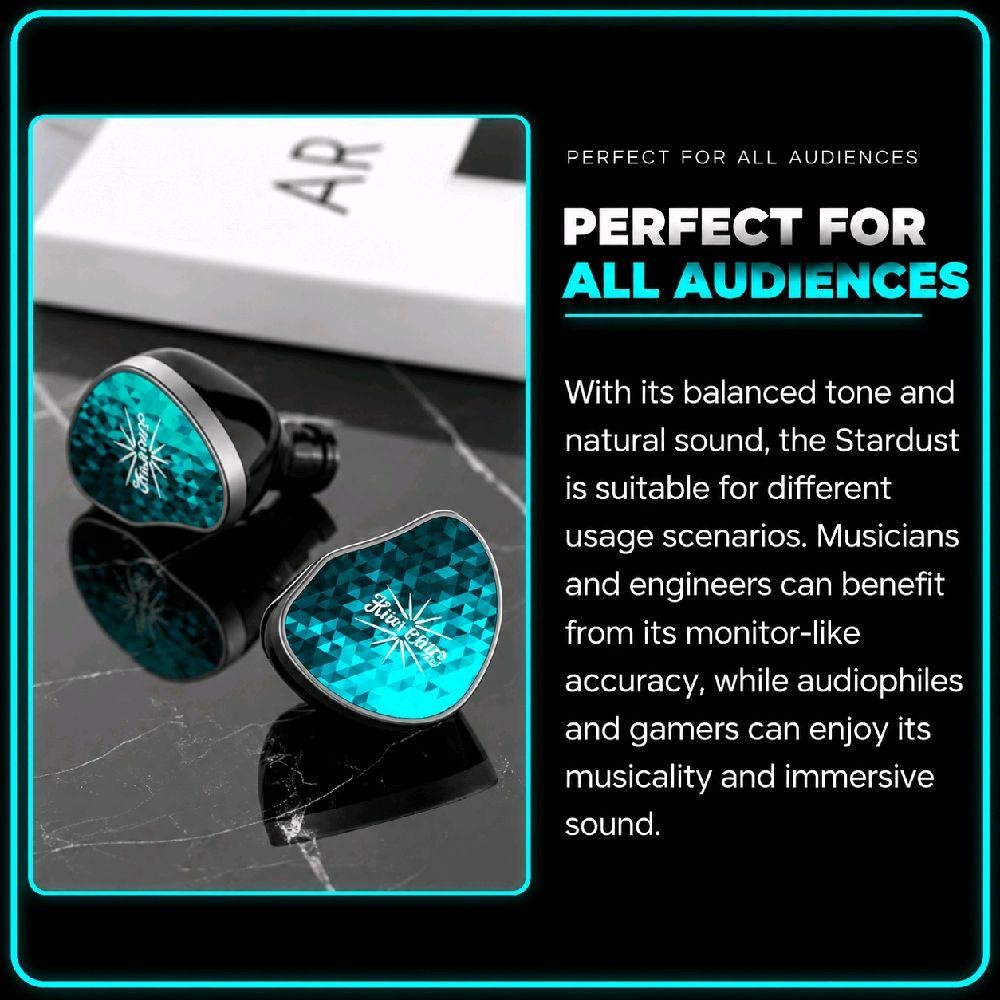 Kiwi Ears Stardust Five Driver Warm Neutral Hybrid In Ear Monitor Earphone with 10 mm PU+LCP Dynamic / IEM Original