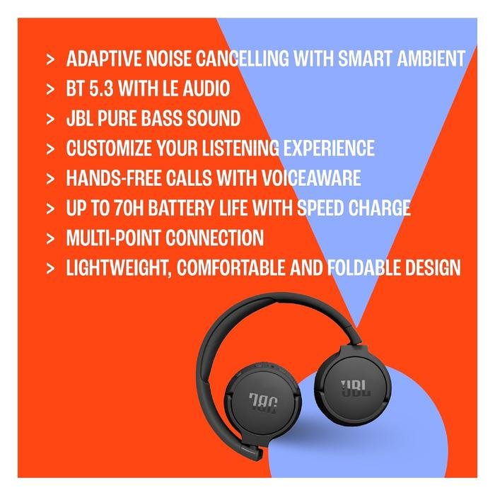 JBL Tune 670NC / Tune 670 NC / T670NC / T 670NC / T 670 NC Adaptive Noise Cancelling Wireless On-Ear Headphones Original