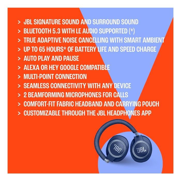 JBL Live 770 NC / Live 770NC / Live770NC Wireless Over-Ear Headphones with True Adaptive Noise Cancelling Original