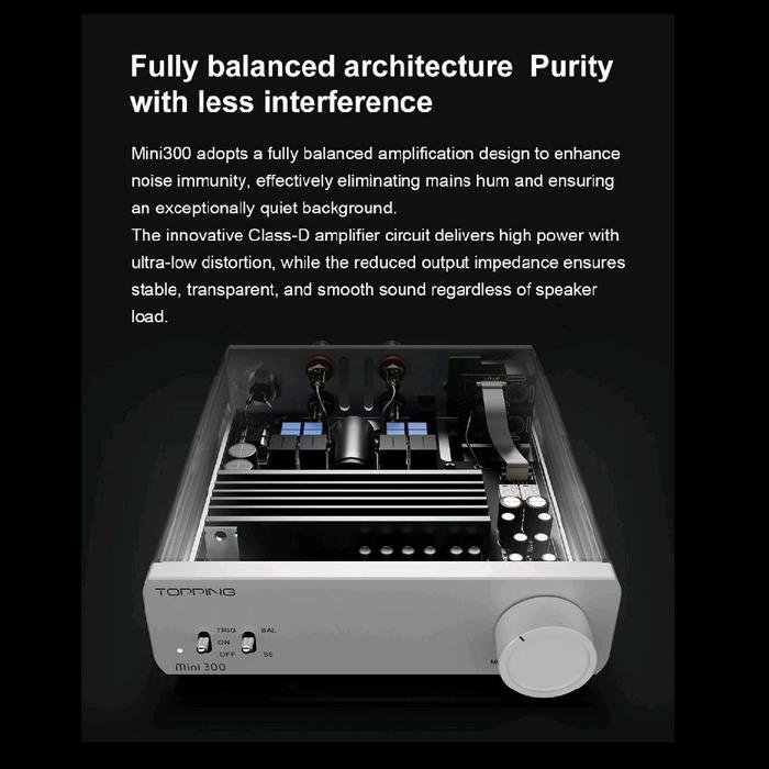 TOPPING Mini 300 Fully Balanced Desktop Power Amplifier Original