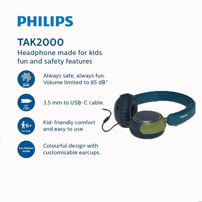 Philips TAK2000 On ear Headphone For Kids Original