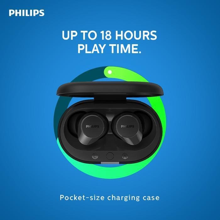 Philips TWS TAT1209 Bluetooth Small Earbuds Sound Clear Baterai Tahan Hingga 18 Jam With Ipx4 Tahan Cipratan Original