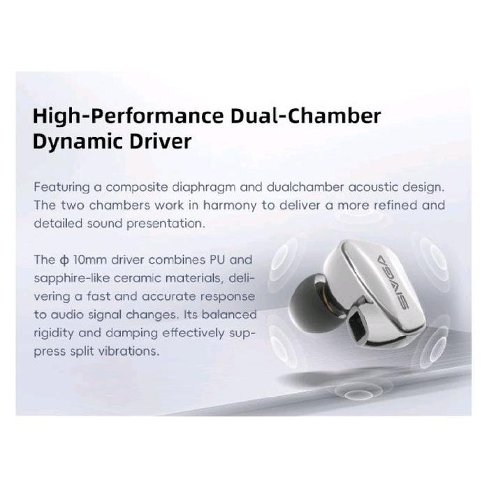 SIVGA SM100 / SM-100 / SM 100 10mm Dual-Chamber Dynamic Driver In-Ear Monitor Earphone with Microphone / IEM Original