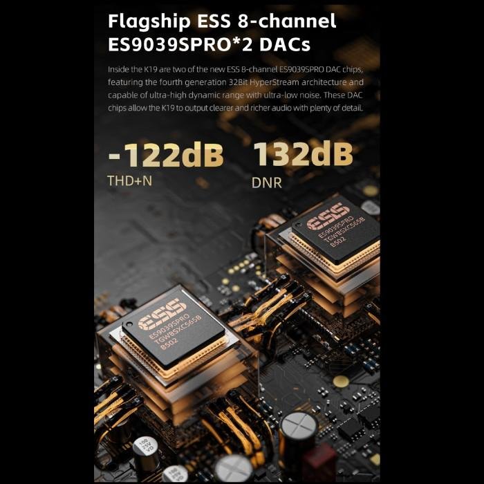 Fiio K19 / K 19 Hi-Res Desktop DAC and Headphone Amplifier with Flagship DAC ES9039SPRO*2 - DAC Amp Original