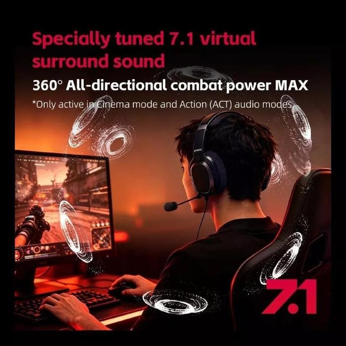 Fiio FG3 / FG 3 / FG-3 Hi-Res Virtual 7.1 Surround Sound Over Ear Gaming Headphone / Gaming Headset Original