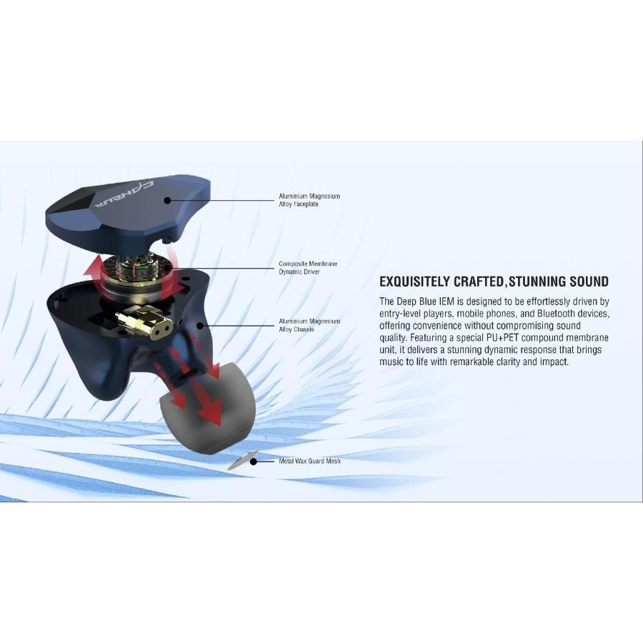 Canpur Deep Blue High Fidelity 10mm Dynamic Driver In Ear Monitor Earphone / IEM Original