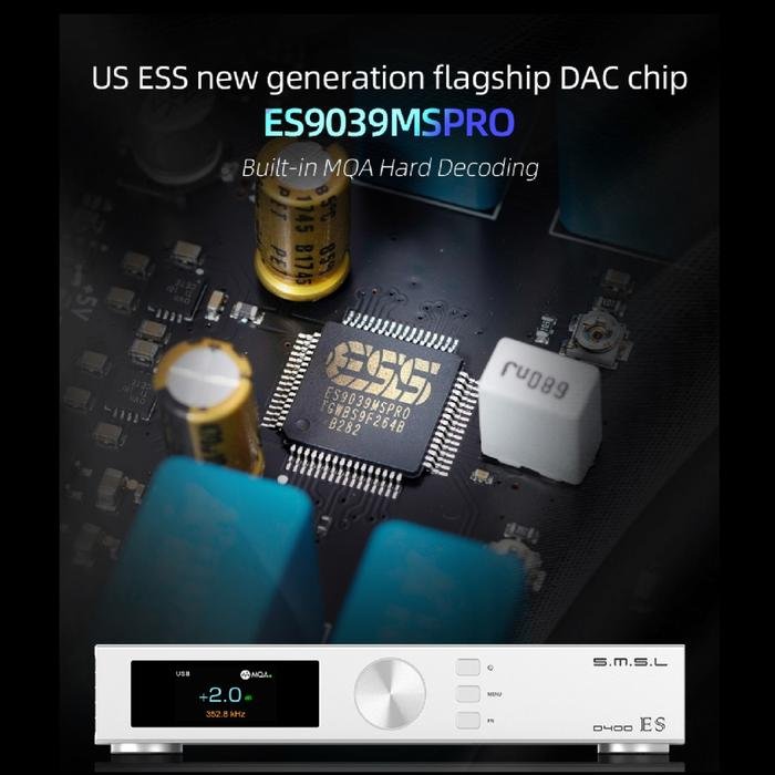 SMSL D400 ES / D400ES / D 400 ES Hi-Res Desktop Bluetooth DAC with ES9039MS Pro / ES9039MSPro DAC Chip Original