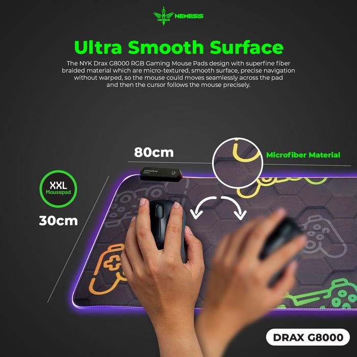 NYK Nemesis DRAX G8000 / G 8000 Gaming Mousepad with 7 Mode RGB Original